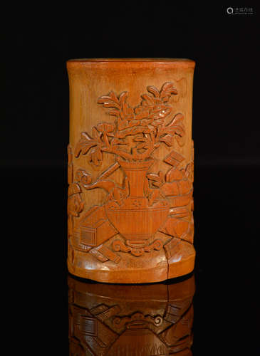 Chinese Scholar Bamboo Brush Pot