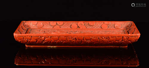 Chinese Carved Cinnebar Lacquer Tray