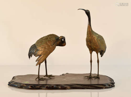 Japanese Bronze Crane Model Group - Shaomei