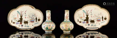 Group of Four Chinese Canton Enamle Pieces