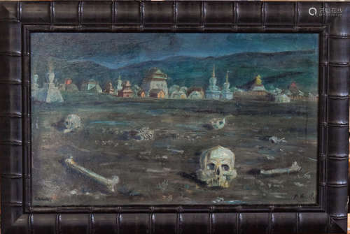 Oil Painting of Skull Desert by Vassiloff