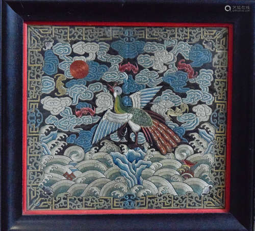 Chinese Qing Period Rank Badge of Bird Scene