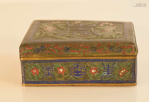 Chinese Cloisonné Box with Shou Characters