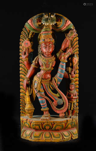 Large Antique Indian Carved Wood Dancing Shiva