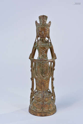 Antique Korean Bronze Standing Kuanyin