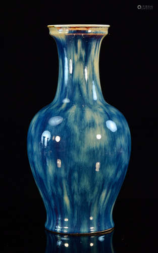 Chinese Flambe Porcelain Vase with Drip Glaze