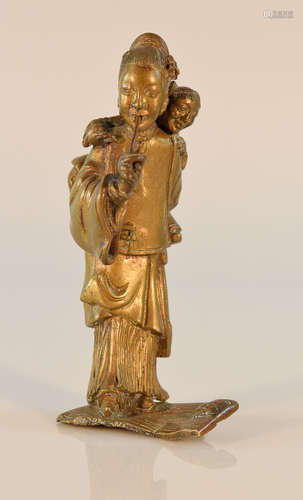 Chinese Bronze Mother and Child