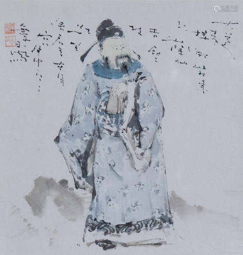 Chinese Water Color Painting of Scholar