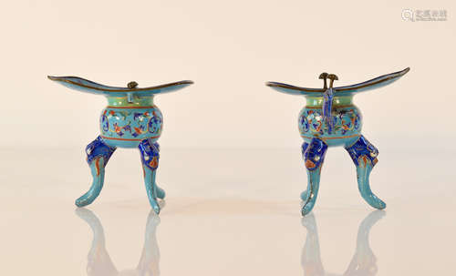 Pair Chinese Enamle Ju Cups