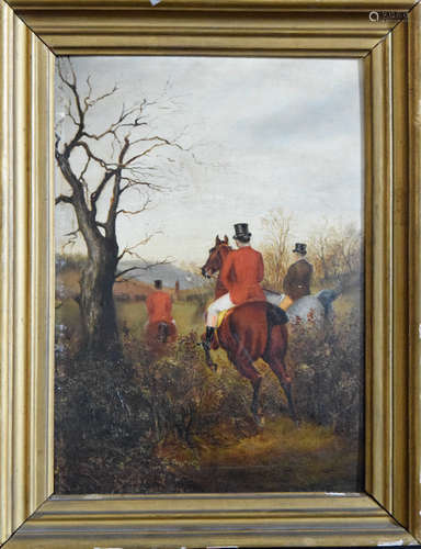 English Oil on Board - Hunting Scene