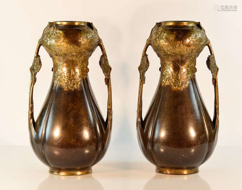 Pair of Art Nouveau Bronze Signed L. Kang