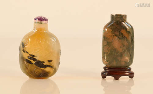 Two Chinese Agate Snuff Bottles