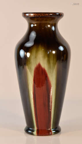 Chinese Flambe Porcelain Vase with Red Green Spash Glaze