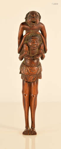 Japanese Boxwood Okimono of long Leg Figurine