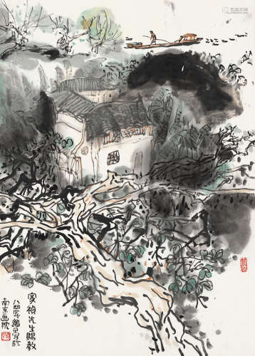 朱道平 1984年作 水乡景色 立轴 设色纸本