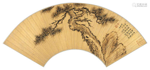 项圣谟 壬辰（1652）年作 赵子昂笔意图 镜片 水墨金笺
