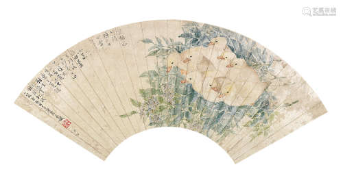 居巢 癸亥（1863）年作 春树雏鸭 镜片 设色纸本