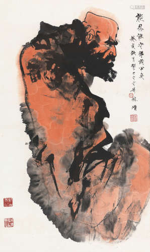 林墉 癸亥（1983）年作 罗汉 立轴 设色纸本