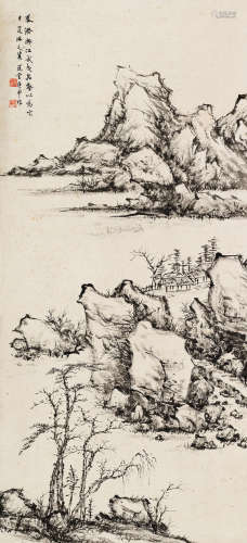 饶宗颐 庚申（1980）年作 武夷岩壑 立轴 水墨纸本