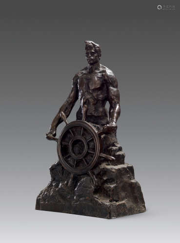 潘鹤 1986年作 舵手 铜 雕塑
