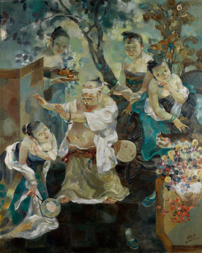 王毓安 2009年作 翁戏图 布面 油画