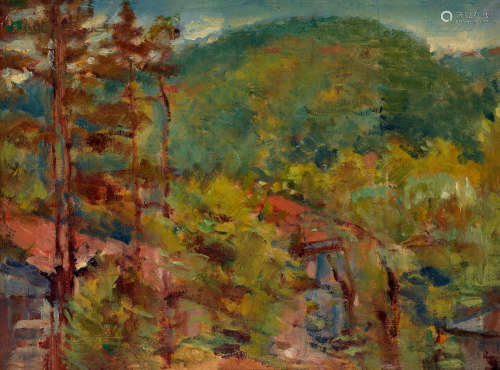 王道源 1956年作 庐山风景 布面 油画