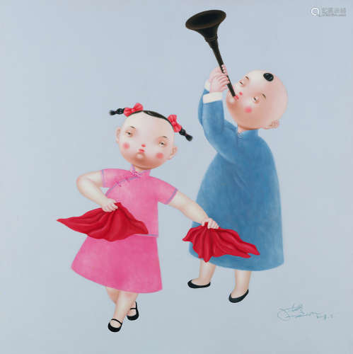 张曼 2008年作 童心系列五 布面 油画