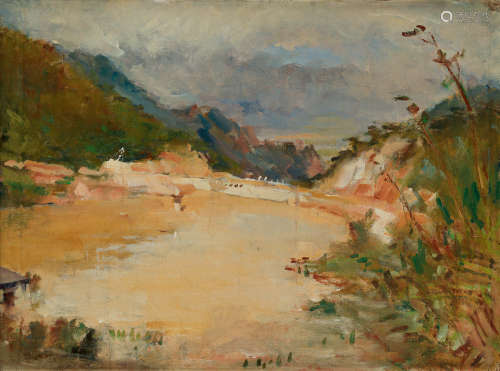 王道源 1956年作 庐山风景 布面 油画