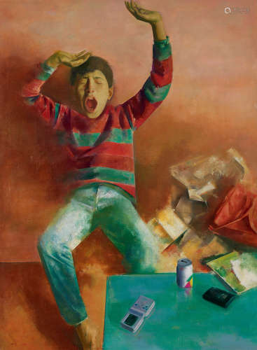 王岩 1994年作 困倦的男孩 布面 油画