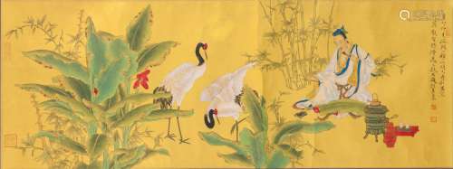 Attributed To Ren Zhong (B.1976) Chinese Painting -  Songhe And Bamboo