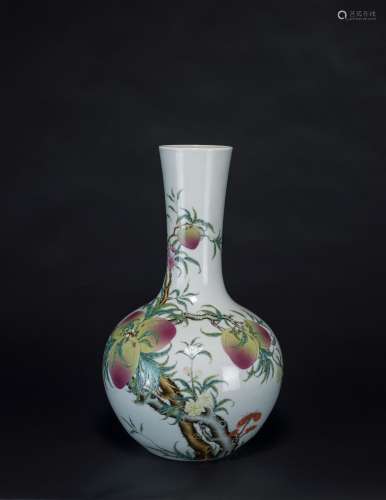 Late Qing/Republic<br>A Chinese  Famille-Rose Glazed �ine Peach,Lingzhi�Vase