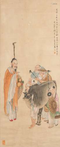 Qian Huian (1883-1911) Chinese Painting -Vistor