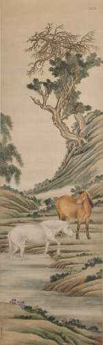 Attributed To Lang Shining (1688-1766) Chinese Painting - Horses