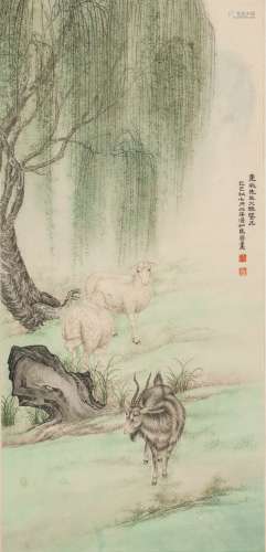 Ma Jin (1899-1970) Chinese Painting -San Yang Kai Tai
