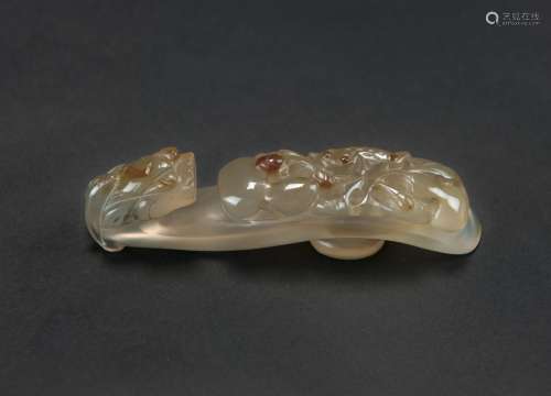 Qing-An Agate Carved Chi Lung Belt-Buckle