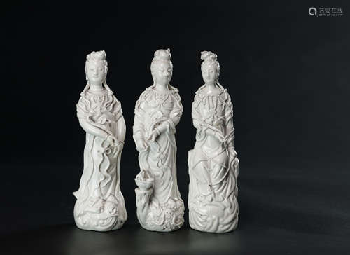 A Group Of Three Dehua Guanyin