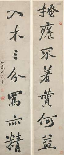 Zheng Xie (1693-1765) Chinese  Couplet In Running Script