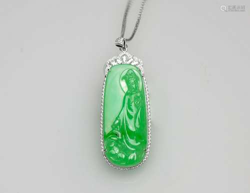 An Translucent Apple Green Jadeite Carved �uanyin�Pendant