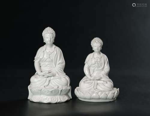 A Group Of Two Dehua Buddha