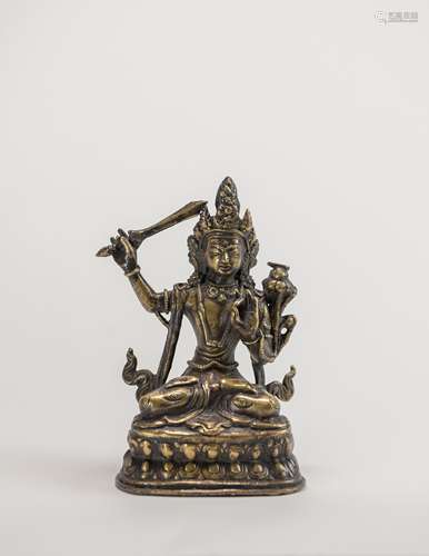 Qing-A Gilt Bronze Manjusri