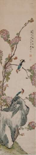 Ju Lian (1828-1904) Chinese Painting-Birds And Flower