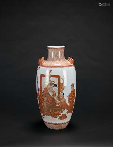 Late Qing/Republic-A Gilt Copper-Red Chinese Glazed �igure�Vase