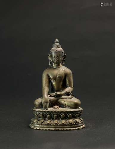 14Th Century-A Brass Alloy Figure Of Sakyamuni