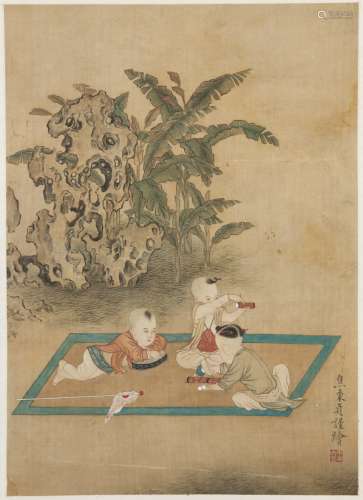 Lu Xiaoman (1689-1726) Chinese Painting - Children