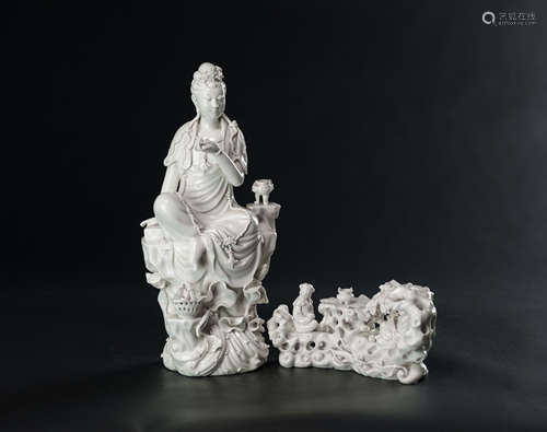 Qing-A Group Of Two Dehua, Guanyin And LandscrapeGuanyin