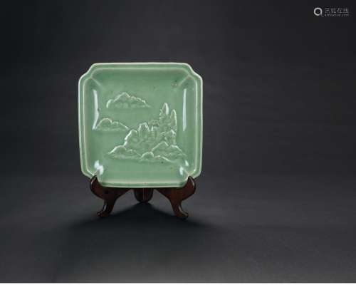Ming-A Chinese Longquan Celadon Glazed �andscape�Plate