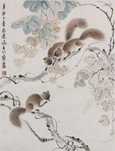 Gao Yihong (1908-1982) Chinese Painting - Squirrel