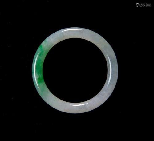 A Semi Translucent Green Jadeite Bangl