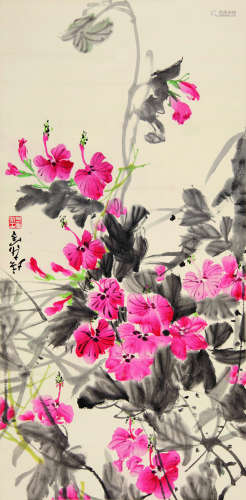 王培东 花卉 纸本立轴