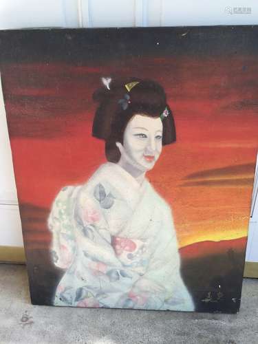 Japanese Oil Painting of Geisha